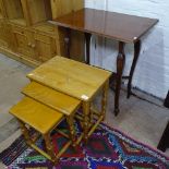 A rectangular light oak nest of 3 tables, and an Edwardian occasional table