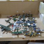 A collection of Airfix kit military aeroplanes, largest wingspan 25cm