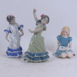 2 Lladro Flamenco dancers, and a Royal Doulton figure of Alice, HN2158 (3)
