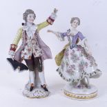 2 Continental porcelain figures, tallest 24cm