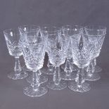 A set of 11 Waterford Crystal Kenmare pattern cut-glass Port wine drinking glasses, height 12.5cm