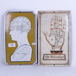 2 Vintage porcelain enamel signs for Phrenology Head & Palmistry, both 30.5cm x 18cm (2)