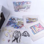 Large quantity of watercolours, drawings and prints (boxful)