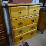 A modern pine chest of 4 long drawers, W78cm, H100cm, D43cm