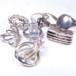 HANS HENRICK NYGAARD, GIFFER - Lovelinks Danish silver rings (7), plus a pendant
