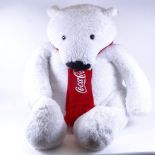 A large soft toy polar bear wearing a Coca-Cola scarf, height 80cm