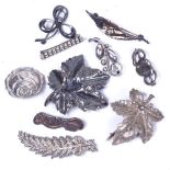 10 various Danish silver brooches, various makers