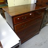 A 19th century crossbanded mahogany 5-drawer chest, W106cm, H110cm, D52cm