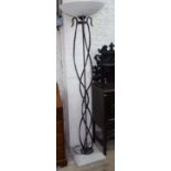 An Art Deco style wrought-iron standard lamp and shade, H185cm