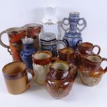Various Doulton Lambeth salt glazed stoneware jugs, German steins, Aynsley vase etc