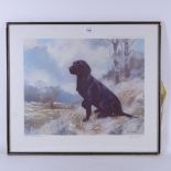 John Trickett, colour print, black Labrador, signed in pencil, from an edition of 850, framed,
