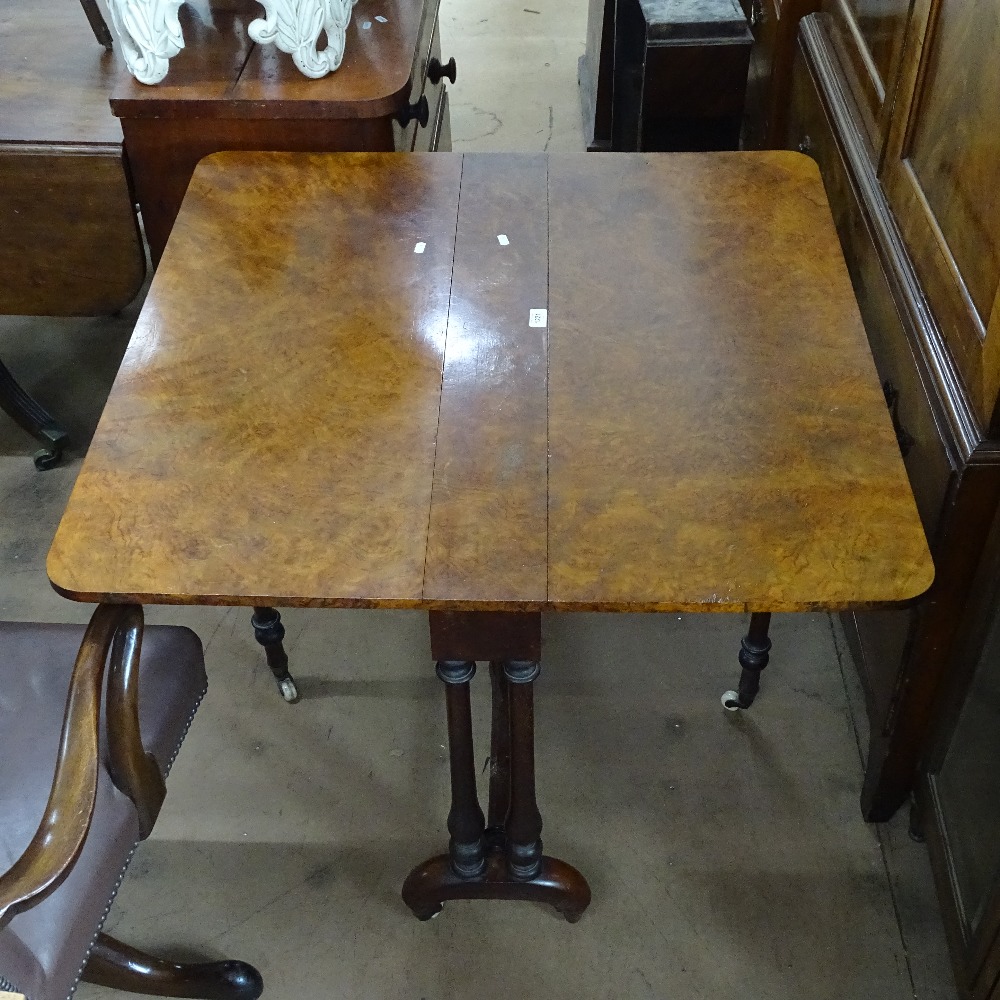 A Victorian walnut Sutherland table, on quadruple turned legs, W91cm, H73cm - Image 2 of 2