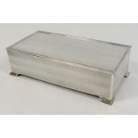 George V silver cigarette box, London 1929, engine turned rectangular form engraved to the inside