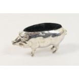 Edwardian silver pig form pin cushion, Birmingham 1909, 8cm