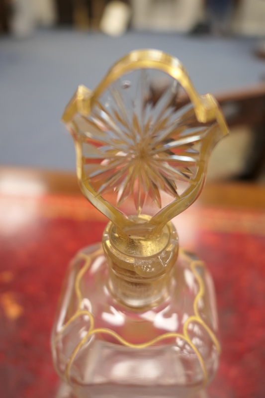 Pair of naval commissioned gilt engraved glass decanters, late 19th Century, each with star cut - Image 3 of 7