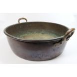 Large Victorian copper braising pan, with twin handles, 48cm diameter