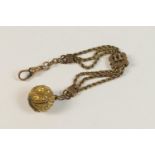 Victorian 9ct gold lady's fob chain, triple strand rope form united by an ornamental buckle and with