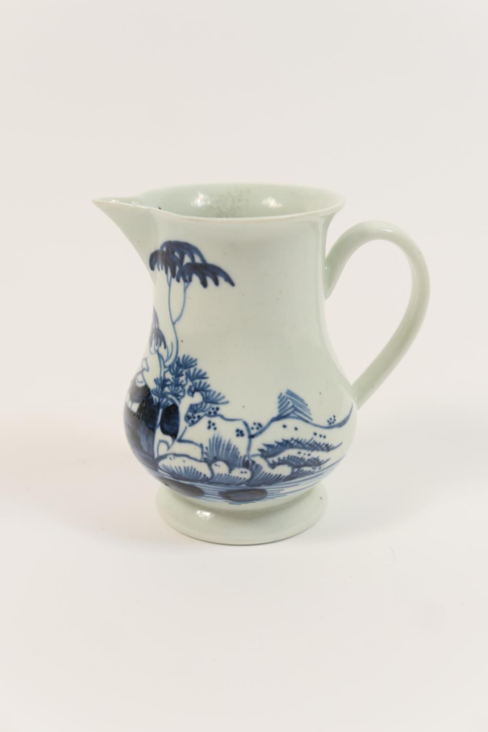 Chaffers Liverpool porcelain sparrow beak cream jug, circa 1756-65, baluster form decorated in the