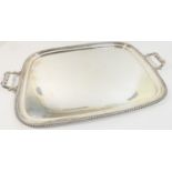 Large Old Sheffield Plate serving tray, early 19th Century, rounded rectangular form with