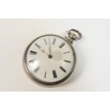 William IV silver pair cased verge pocket watch, Birmingham 1835, having a plain outer case, white