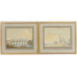 Lawroff (Russian,19th Century, Pair, the Kremlin viewed from the Olga, and another view of the