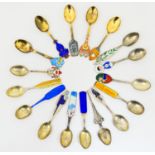 Collection of Danish silver and enamelled Christmas spoons, 1952, and 1960-1975 inclusive,