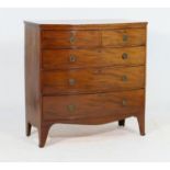 Mahogany bow front chest of drawers, 19th Century, fitted two short and three long graduated drawers