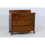 Mahogany bow front chest of drawers, 19th Century, fitted with a brushing slide above three long