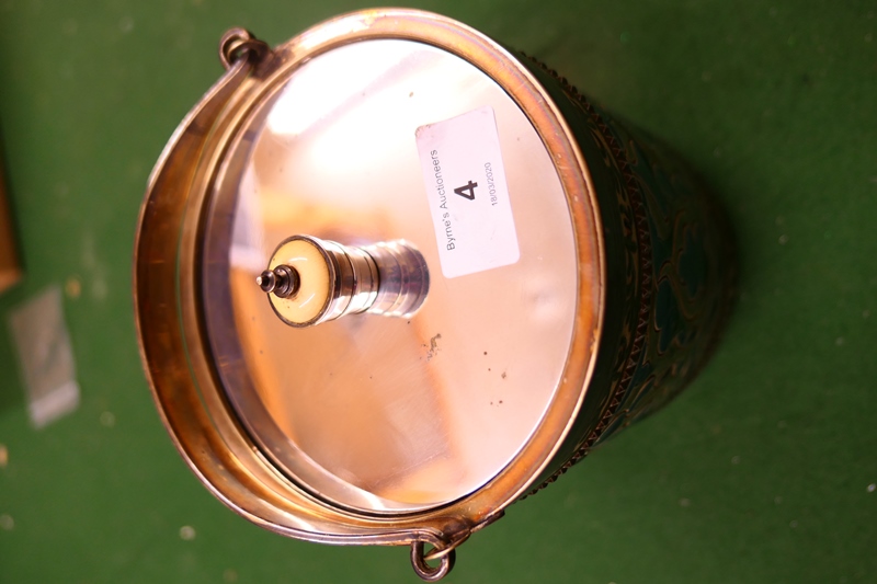 Doulton Lambeth biscuit barrel by Mark V Marshall, circa 1880, cylinder form with a silver plated - Image 3 of 7