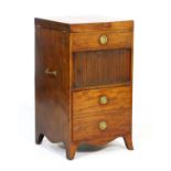 Regency mahogany gentleman's washstand, having a split folding top opening to reveal a pull-up