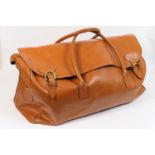 Swaine Adeney, Piccadilly, London, 'The Oxford' weekend holdall, chestnut leather with tartan