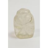 Islamic carved rock crystal gaming piece, possibly chess, simply carved both sides, 3.5cm