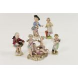 Meissen porcelain figure group, circa 1900, decorated with colours and heightened with gilt,