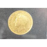 George IV sovereign 1829, Bare head (EF), weight approx. 8g, in presentation case
