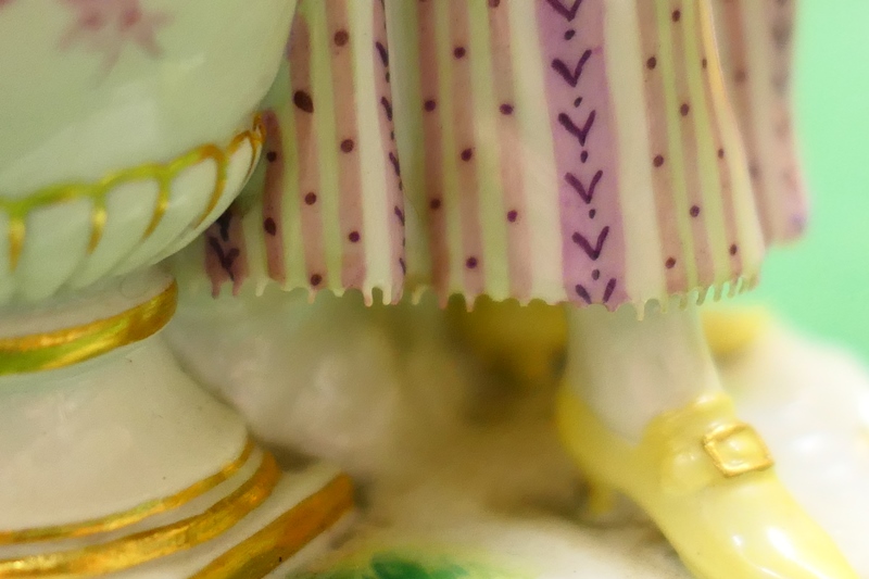 Meissen porcelain figure of a gardener, modelled holding a basket of flowers and with partial posy - Image 11 of 11