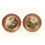Pair of Paris porcelain plates, decorated by Jean-Pierre Feuillet (1776-1840), circa 1830, each
