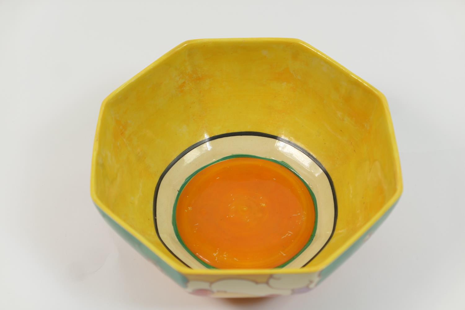 Clarice Cliff Fantasque octagonal bowl, in the Autumn pattern, circa 1935, printed marks, 19cm - Image 2 of 10