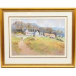 Gerald V Gadd (Contemporary), Hilltop farm, signed pastel drawing, labelled verso, 37cm x 53cm