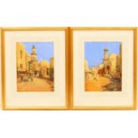 G Casson (Active late 19th Century), Pair, Tunisian street scenes, watercolours, signed, 28cm x 21cm