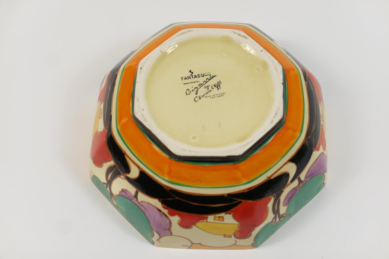 Clarice Cliff Fantasque octagonal bowl, in the Autumn pattern, circa 1935, printed marks, 19cm - Image 4 of 10