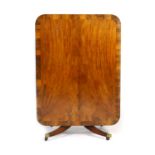 Regency mahogany and rosewood banded tilt top supper table, circa 1810, rectangular top with rounded