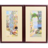 Yves Gianni (late 19th/early 20th Century), Pair, Naples street views, signed gouache, 41cm x 18cm
