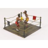 In the manner of Bergman, a cold painted bronze group of boxers fighting in a ring, spuriously