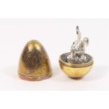 Stuart Devlin silver gilt surprise egg, London 1973, numbered 183, gilt textured exterior opening to