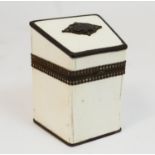 French necessaire, circa 1870, the sloping box cased in white celluloid with base metal mounts,