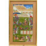 Indian Miniaturist School (late 19th Century), Battle scene, gouache on paper with calligraphic