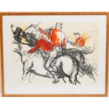 Renato Guttuso (Italian 1911-87), Polo players, signed limited edition lithograph, numbered 57/