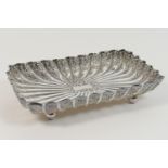 Late Victorian silver rectangular dish, Sheffield 1897, fluted and engraved form with anthemion