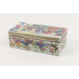 Chinese scholar's famille rose box and cover, early 19th Century, rectangular form, the lid