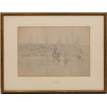 David Young Cameron (1865-1945) 'Dorothy and her damsels', signed pencil drawing, 26cm x 38cm